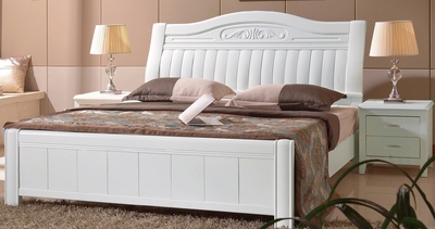 南康实木家具新中式白色橡木床实木床橡木套房1.51.8双人婚床包邮