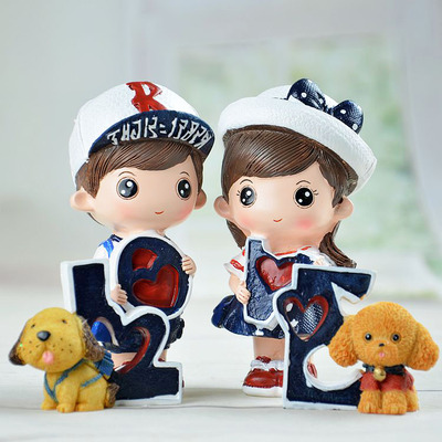 家居饰品树脂工艺卡通动漫搁板摆件海军礼品结婚玩具客厅创意摆设