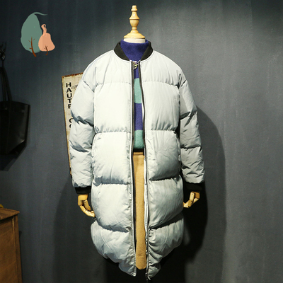 2015冬季新款韩国代购加厚长款休闲女款棒球衫式面包服纯色棉衣