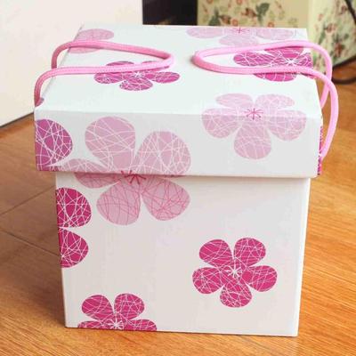 零食礼品盒花朵正方体牛皮纸手提式水果礼盒礼物包装盒大号收纳盒