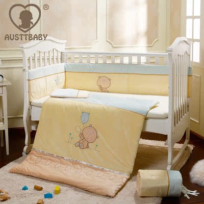 澳斯贝贝婴儿床品五件套床围可洗床帏婴儿床品套件婴儿床上用品