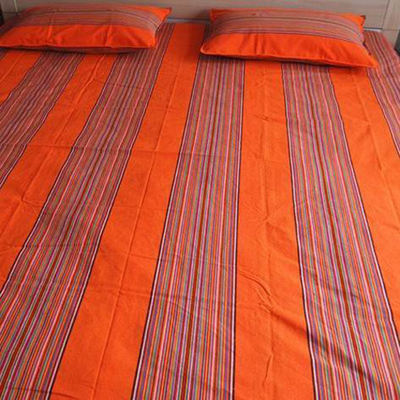 老粗布床单条纹三件套纯棉手工老粗布床单