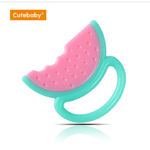 正品CUTE BABY咬咬训练器宝宝水果型硅胶牙胶婴儿磨牙安抚固齿器