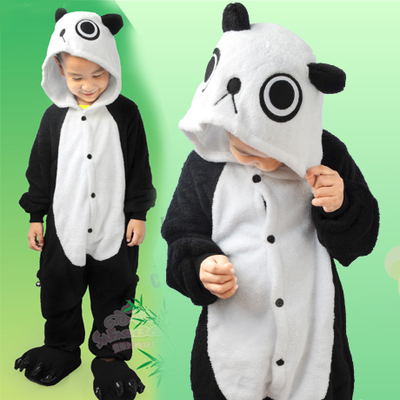热卖包邮 熊猫 儿童 动物卡通连体睡衣 珊瑚绒如厕版居家服表演服