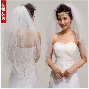 新娘婚纱礼服豪华百变三层蓬松头纱，质感偏硬较短可塑性强TS05
