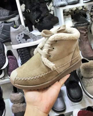 韩国代购女鞋东大门实拍羊羔毛保暖短靴2015冬新款系带厚底雪地靴