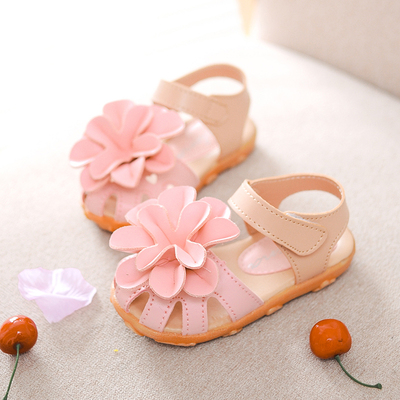 2015夏季新款韩版女童凉鞋包头花朵公主鞋宝宝鞋儿童鞋沙滩鞋子潮
