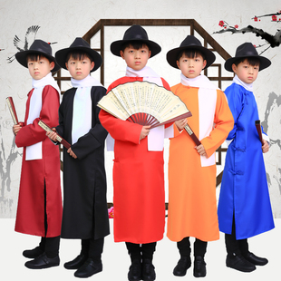 五四青年服装民族相声演出服男童大褂儿童长袍六一表演服中式长衫