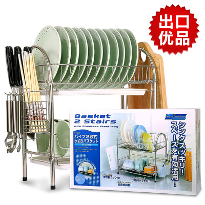 碗架沥水架304不锈钢双层碗碟架碗柜厨房用品置物架收纳放盘筷子2