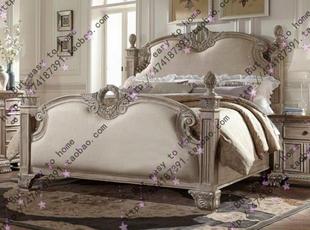 欧式实木床 法式实木双人床 高端卧室雕花实木床 软包实木双人床