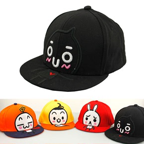 儿童帽子秋冬季韩国四小子family卡通兔子宝宝鸭舌平沿嘻哈棒球帽