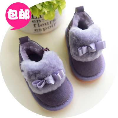 婴儿雪地靴0-1-2岁宝宝靴子2015冬款宝宝雪地靴加厚真牛皮短靴