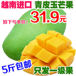 越南进口特级青皮玉芒果5斤包邮热带新鲜水果胜攀枝花凯特芒果