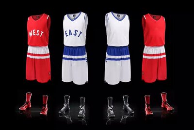 新款16年吸湿排汗 全明星 光板篮球服套装 比赛服可定制号码 图案