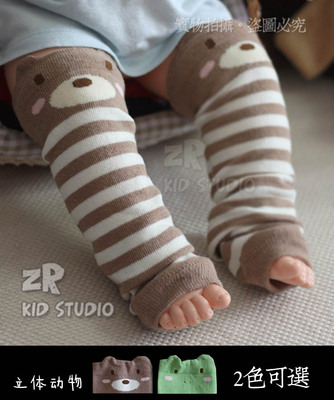 ZR KID定制 春秋婴儿童男女宝宝精梳棉袜子护腿立体松口护膝袜套