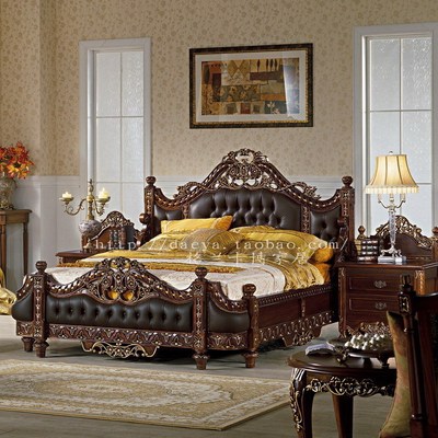 欧式双人床 新古曲实木手工雕刻厂家直销奢华高档全所1.8床卧室床