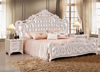 欧式床双人床公主床 实木床1.8米橡木床 真皮床婚床法式床高箱床