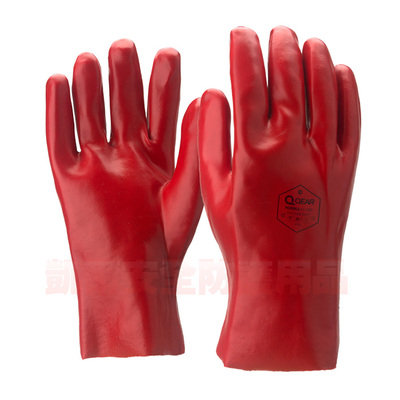 劳保PVC浸胶长筒防化学耐酸碱耐磨防滑抗油清洁安全防护手套热销