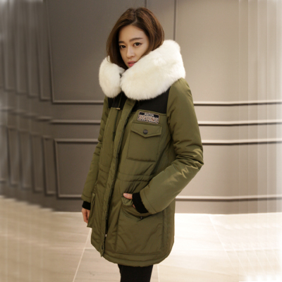 韩国代购 进口正品女装冬款1203 雪花季节毛绒绒中长款棉服外套