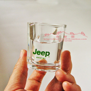 吉普JEEP汽车4S专供纪念礼品精品厚重玻璃白酒杯/烈酒杯/四方酒杯