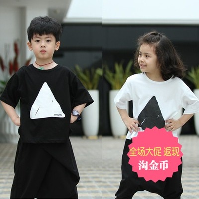 MANAN韩国童装男女儿童短袖T恤长款T连衣裙亲子装母女母子街舞服