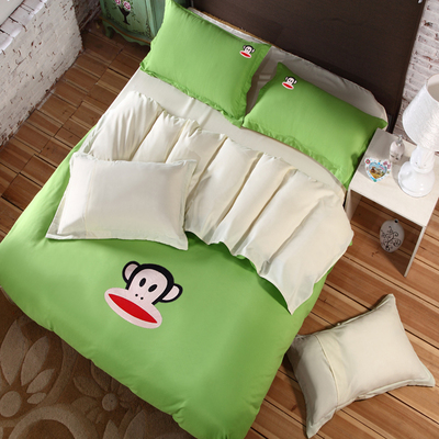 大嘴猴纯棉四件套 卡通全棉纯色床笠床罩1.2m1.5m儿童床上用品