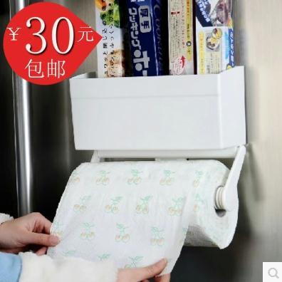 日本厨房用纸架冰箱纸巾架磁铁卷筒纸架保鲜膜收纳架壁挂置物架