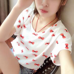 2016新款短袖T恤衫韩版宽松女装夏季雪纺衫 休闲甜美可爱卡通衫