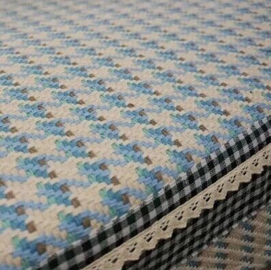 名扬织绣蓝色千鸟格高档四季棉线编织防滑时尚沙发垫沙发套馨生活