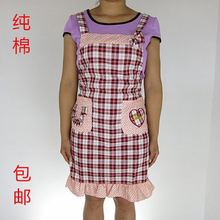 包邮纯棉无袖围裙罩衣厨房家务清洁韩版时尚可爱围裙定做加印LOGO