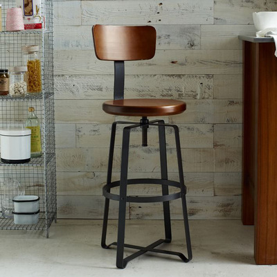 美式复古铁艺时尚吧椅做旧靠背可升降实木高脚凳酒吧咖啡厅椅子