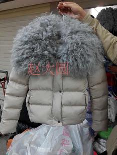 韩版秋冬新款羊羔狐狸毛大毛领短款羽绒面包棉服粉色棉衣外套女装