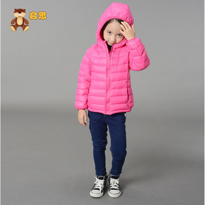 2015冬季新款女童轻薄羽绒服小童冬款连帽外套韩版儿童冬装防寒服