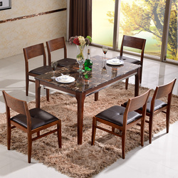 大理石餐桌 不锈钢实木餐桌水曲柳简约现代餐桌椅组合小户型餐台