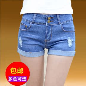 夏天少女牛仔短裤夏季薄款韩版女式修身弹力破洞三分女裤子时尚潮