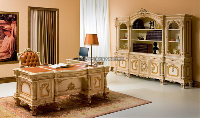 法式皇家宫延奢华书桌 地中海实木雕花餐桌椅组合 欧式别墅家具