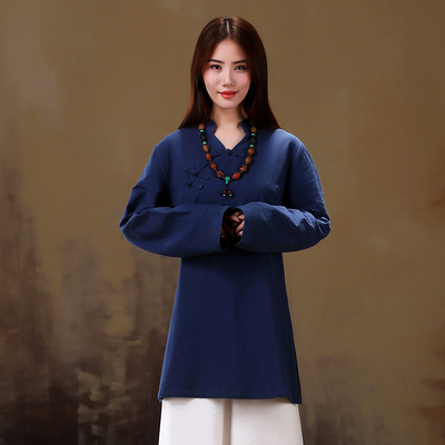 正念2015春季新款中国风女装 民族风中式唐装汉服立领长袖上衣