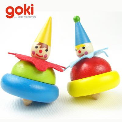 德国大牌goki宝宝儿童小丑陀螺益智木制玩具户外亲子早教2-6岁