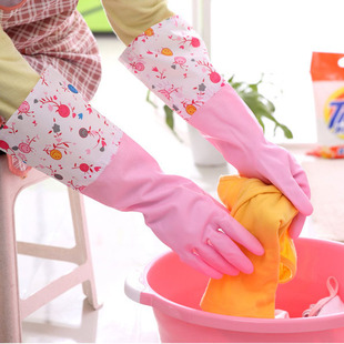 加长加厚厨房清洁家用加绒耐用 防水家务手套 洗碗洗衣服乳胶手套