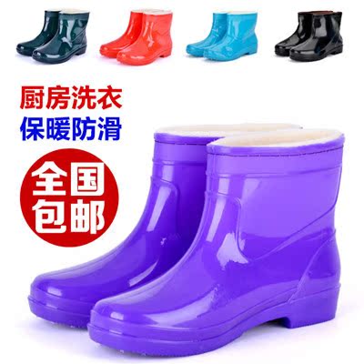 2016冬季新款男女士加绒加棉保暖雨靴雨鞋短筒防水防滑水靴水鞋01