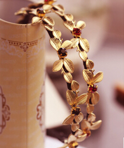 包邮~韩国进口唯美复古合金树叶缠绕水钻发箍发卡发饰头箍