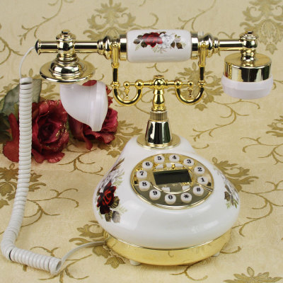 包邮欧式田园复古电话机老式古董陶瓷家用座机仿古工艺品来电显示