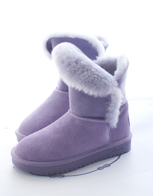 秋冬新款韩版纯色雪地靴中筒女靴羊皮毛一体两穿短靴加厚冬棉靴潮
