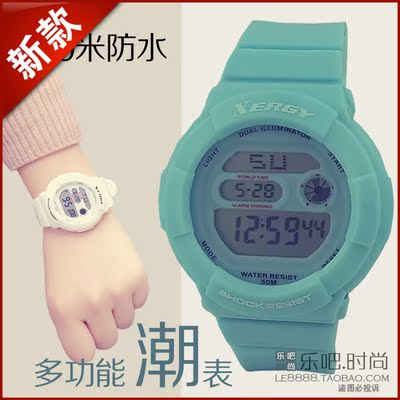 夜光LED学生手表电子表防水女士腕表韩版潮表情侣表成人运动手表