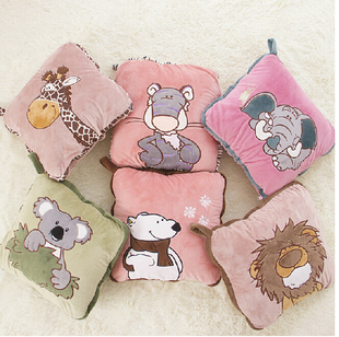 可爱卡通动物珊瑚绒毛绒空调被毯被子毛绒玩具抱枕两用靠垫包邮
