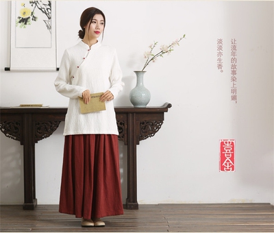 喜舍|复古亚麻中式女装加厚立领长袖唐装中国风改良汉服茶服