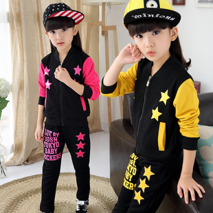 童装女童秋装儿童套装长袖2015新款春秋季大童女装女孩运动两件套