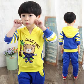 男孩2016春季新款韩版123-4岁宝宝中小儿童长袖卫衣裤子两件套装