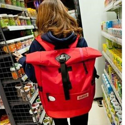 新款韩版时尚旅行男女包双肩包纯色大容量休闲背包电脑包学生书包
