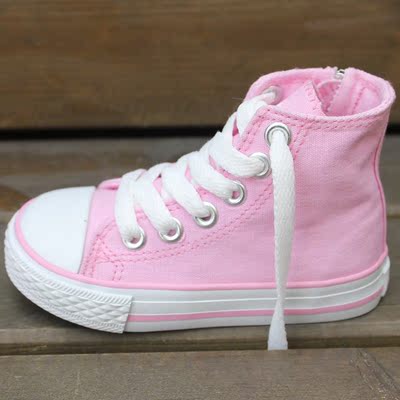 新款goorin匡威款童鞋正品粉红色高帮系带拉链帆布鞋女童休闲鞋